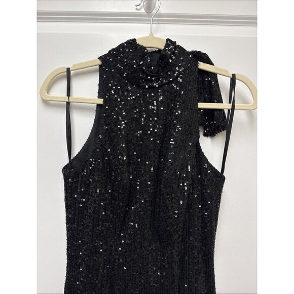 MAC DUGGAL Size 2 Black 11280 SEQUINED HALTER NECK Bow Formal GOWN Dress Prom - Picture 6 of 11